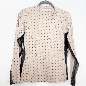 Hannah Childs Janelle Long Sleeve Mesh Tee Size Medium Lucky Diamond Latte